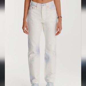 Levis Women's Original High Rise Straight Leg White Tie-Dye Pants Jeans Size 27